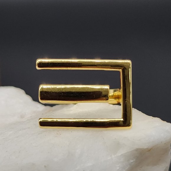 Contemporary Band Artisan GG Ring 14K Gold plated Unique Design - Picture 2 of 13